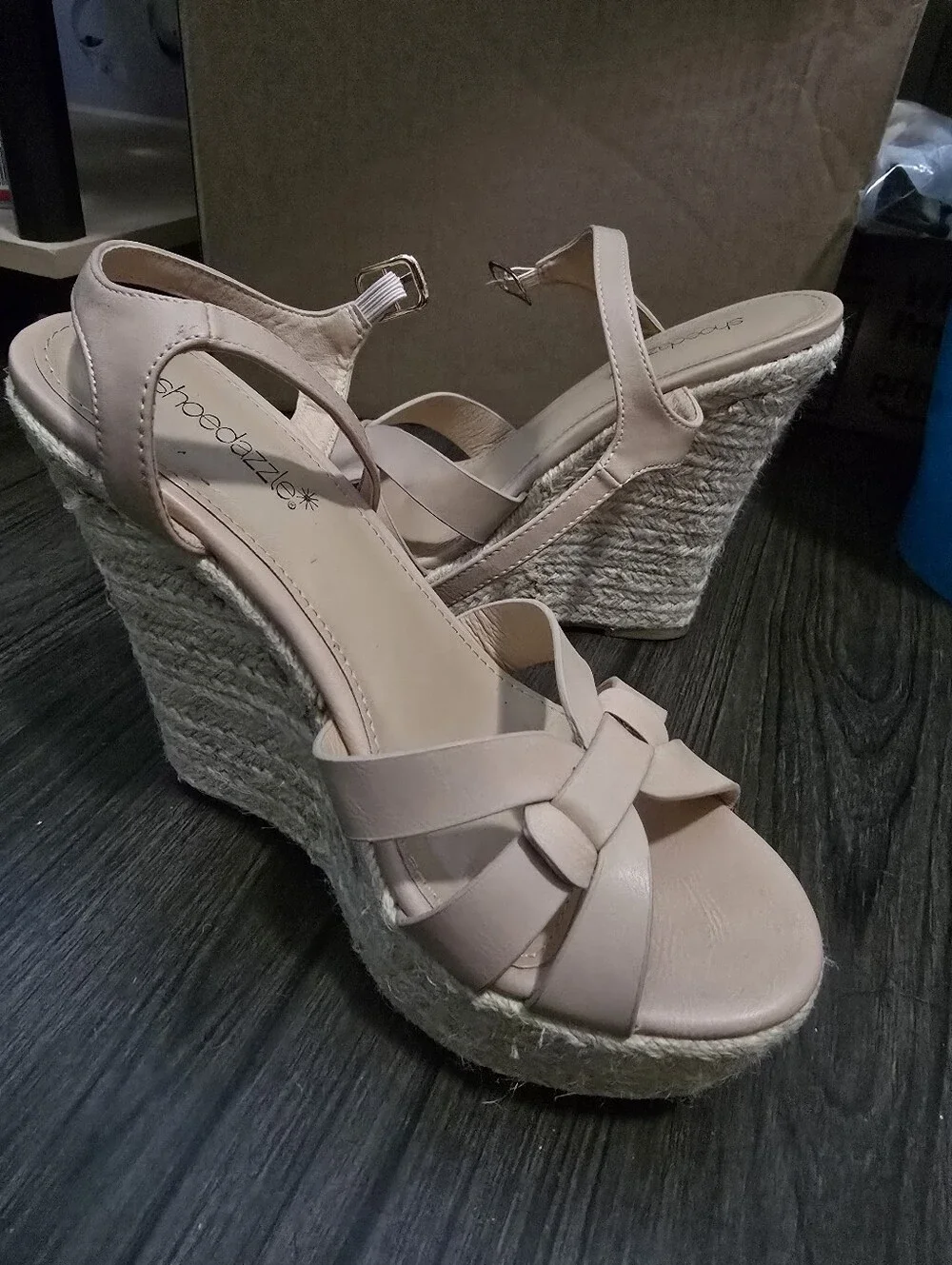 Woven Wedge Nude Sandals
